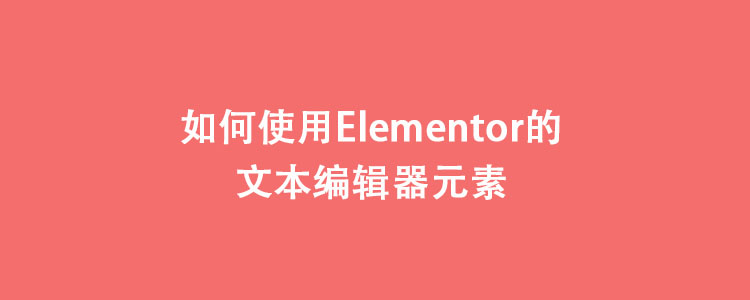 如何使用Elementor的文本编辑器元素