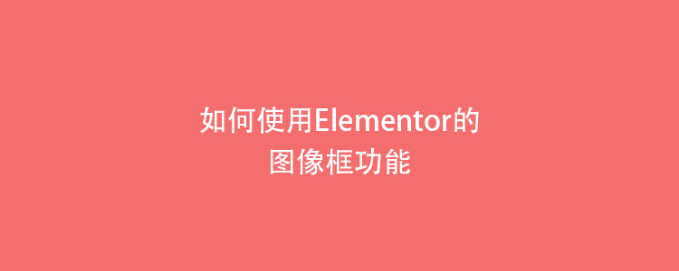 如何使用Elementor的图像框功能