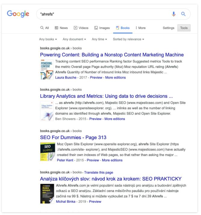搜索ahrefs在google book中的结果