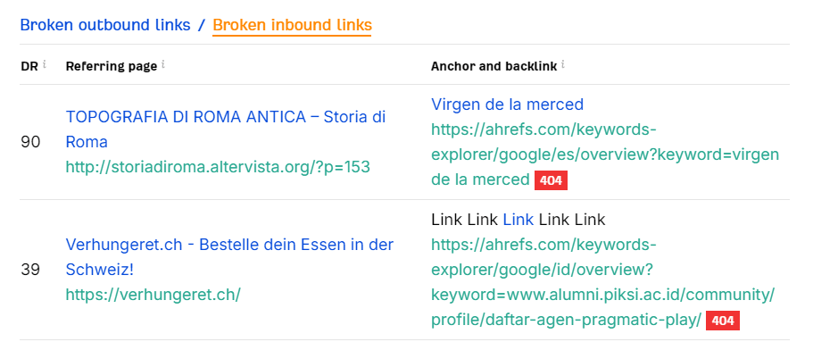 ahrefs的断链结果